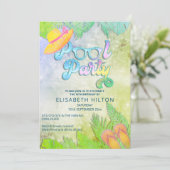 Invitation Cool plaisir été script pool fête d'anniversaire (Debout devant)