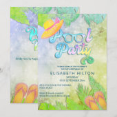 Invitation Cool plaisir été script pool fête d'anniversaire (Devant / Derrière)