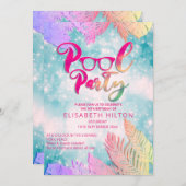 Invitation Cool plaisir été script pool fête d'anniversaire (Devant / Derrière)