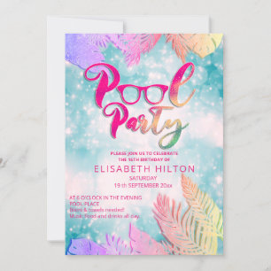 Invitation Cool plaisir été script pool fête d'anniversaire