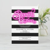 Invitation Cool plaisir moderne rayures typographie sweet six (Debout devant)