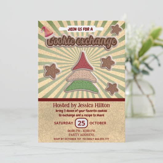 Invitation Cool plaisir rétro typographie échange de cookies (Debout devant)