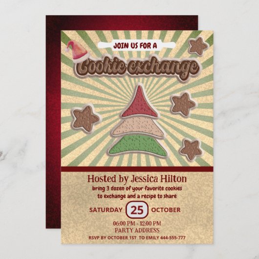 Invitation Cool plaisir rétro typographie échange de cookies (Devant / Derrière)