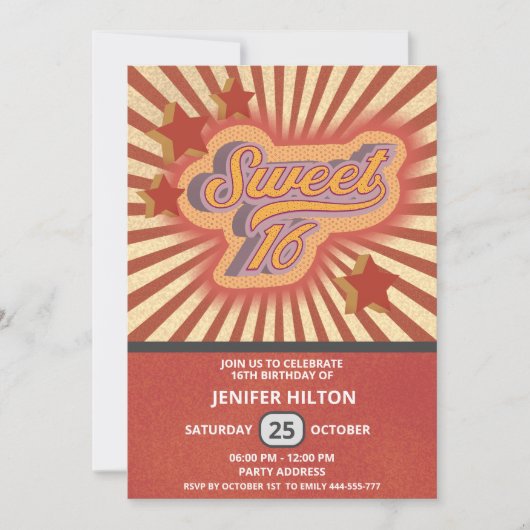 Invitation Cool plaisir typographie rétro doux 16 (Devant)