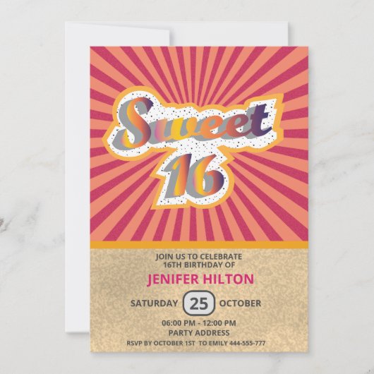 Invitation Cool plaisir typographie rétro doux 16 (Devant)