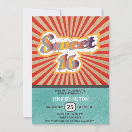Invitation Cool plaisir typographie rétro doux 16 (Devant)