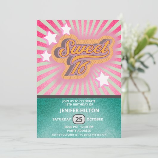 Invitation Cool plaisir typographie rétro doux 16 (Debout devant)