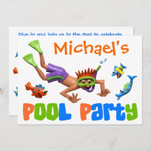 Invitation Cool Pool Party (Devant / Derrière)
