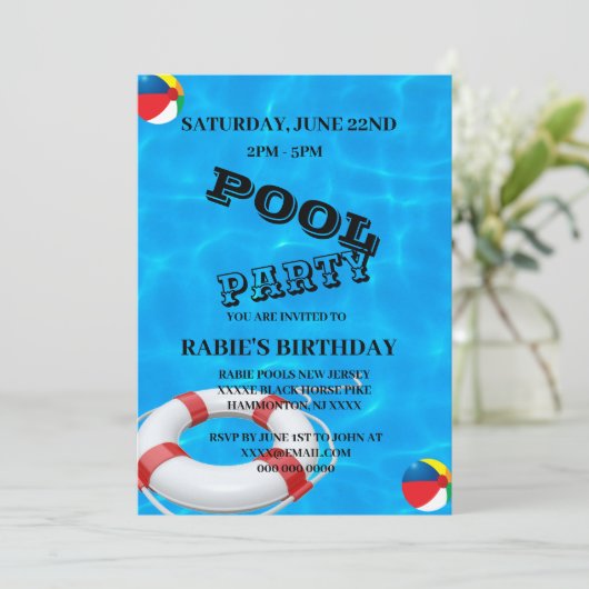 Invitation Cool Pool Party | Nage (Debout devant)