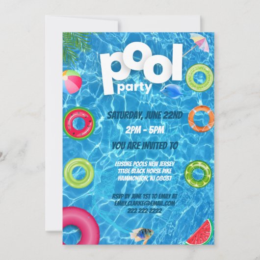 Invitation Cool Pool Party | Swimming Birthday (Devant)