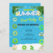Invitation Cool Pool Party | Swimming Birthday (Devant / Derrière)