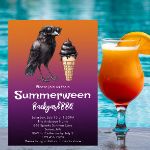 Invitation Cool Raven Black Ice Creative Summerween fête d'ét