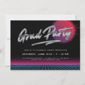Invitation Cool Retro 80's New Wave Graduation Party (Devant)