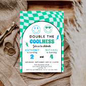Invitation Cool Retro Double Celebration Boys Joint Birthday