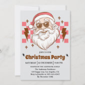 Invitation Cool Retro Santa Christmas Party (Devant)
