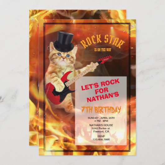 Invitation Cool Rockstar (Devant / Derrière)