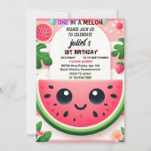 Invitation cool rose été un dans un melon premier 1er anniver (Devant)