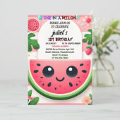 Invitation cool rose été un dans un melon premier 1er anniver (Debout devant)