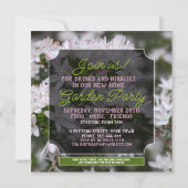 Invitation Cool Rose Fleurs blanches Houclier Jardin Fête (Dos)
