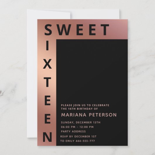 Invitation Cool rose or moderne simple typographie (Devant)