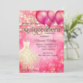 Invitation Cool rose parties scintillant de  voyant ballon (Debout devant)