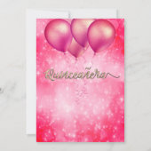 Invitation Cool rose parties scintillant de  voyant ballon (Dos)