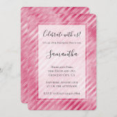 Invitation Cool rose rayures de verre Anniversaire (Devant / Derrière)