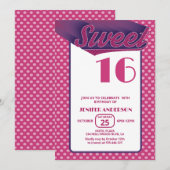 Invitation Cool rose rétro audacieuse typographie douce 16 (Devant / Derrière)
