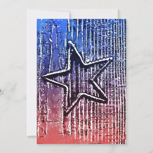 Invitation Cool rouge et bleu Rustic Star Pop Art Imprimer (Dos)