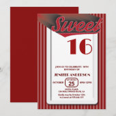 Invitation Cool rouge rétro audacieuse typographie douce 16 (Devant / Derrière)