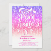 Invitation Cool script de la fête de piscine d'eau tourbillon (Devant)