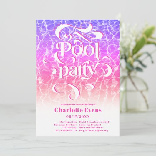 Invitation Cool script de la fête de piscine d'eau tourbillon (Debout devant)