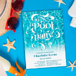 Invitation Cool script de la fête de piscine d'eau tourbillon<br><div class="desc">Cool piscine d'eau arrière - plan script photo tournoie turquoise Sweet 16 anniversaire invitation avec une calligraphie rétro et cool. Une invitation à la fête d'été amusante et cool</div>