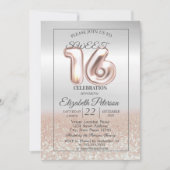 Invitation Cool Silver Rose Gold Bokeh Sweet 16 Party (Devant)