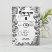 Invitation Cool Simple Mécanique Garçons Anniversaire Invitat (Debout devant)