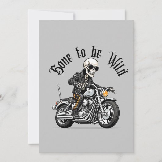 Invitation Cool Skeleton Bone to be Wild Riding a Motorcycle (Devant)