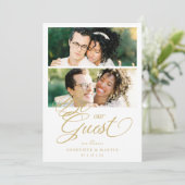 Invitation Cool Snazzy Golden Effect 2 Photos Mariage (Debout devant)