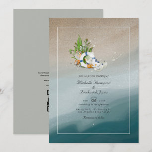Invitation Cool Summer QR Code RSVP Beach Wedding