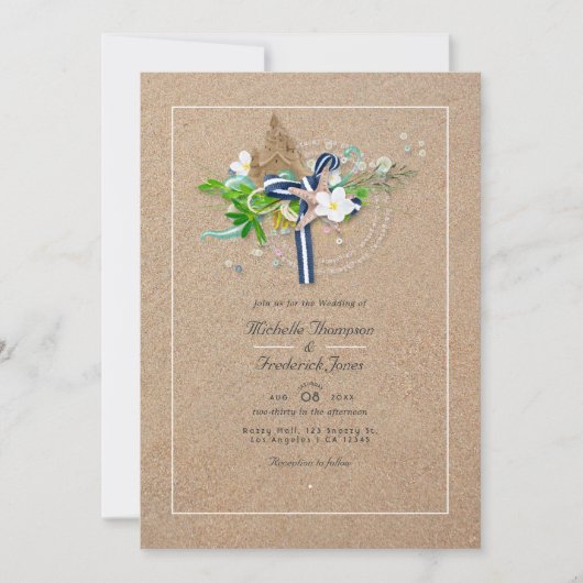 Invitation Cool Summer QR Code RSVP Beach Wedding (Devant)