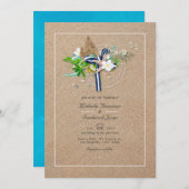 Invitation Cool Summer QR Code RSVP Beach Wedding (Devant / Derrière)