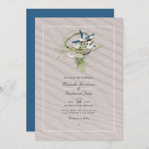 Invitation Cool Summer QR Code RSVP Beach Wedding