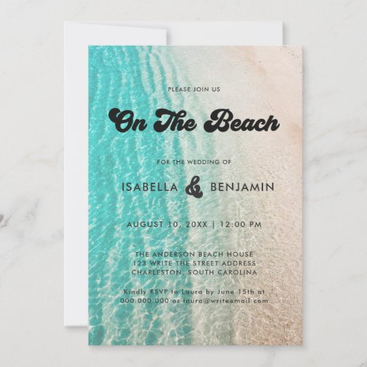 Invitation Cool Super Sur La Plage Destination Mariage (Devant)