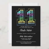 Invitation Cool sur Black Fun 11e anniversaire de fête Invita (Devant)