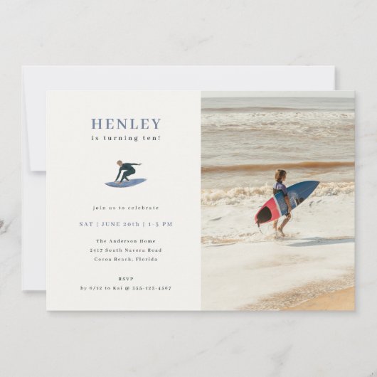 Invitation Cool Surfer Thème Anniversaire Photo (Devant)