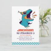 Invitation Cool T-Rex Dinosaur Garçons Anniversaire (Debout devant)
