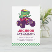 Invitation Cool T-Rex Monster Truck Dinosaur Anniversaire de  (Debout devant)