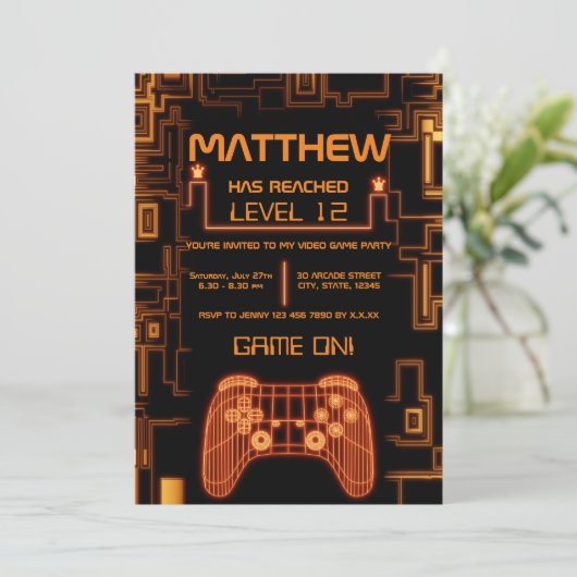 Invitation Cool Tendance Boy Console Contrôleur Gamer Anniver (Debout devant)