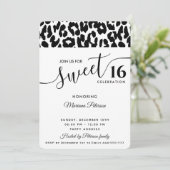 Invitation Cool Tendance noir blanc léopard doux 16 (Debout devant)