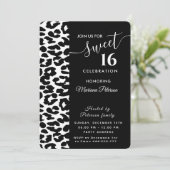 Invitation Cool Tendance noir blanc léopard doux 16 (Debout devant)