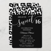 Invitation Cool tendance noir blanc léopard doux 16 Invitati (Devant / Derrière)